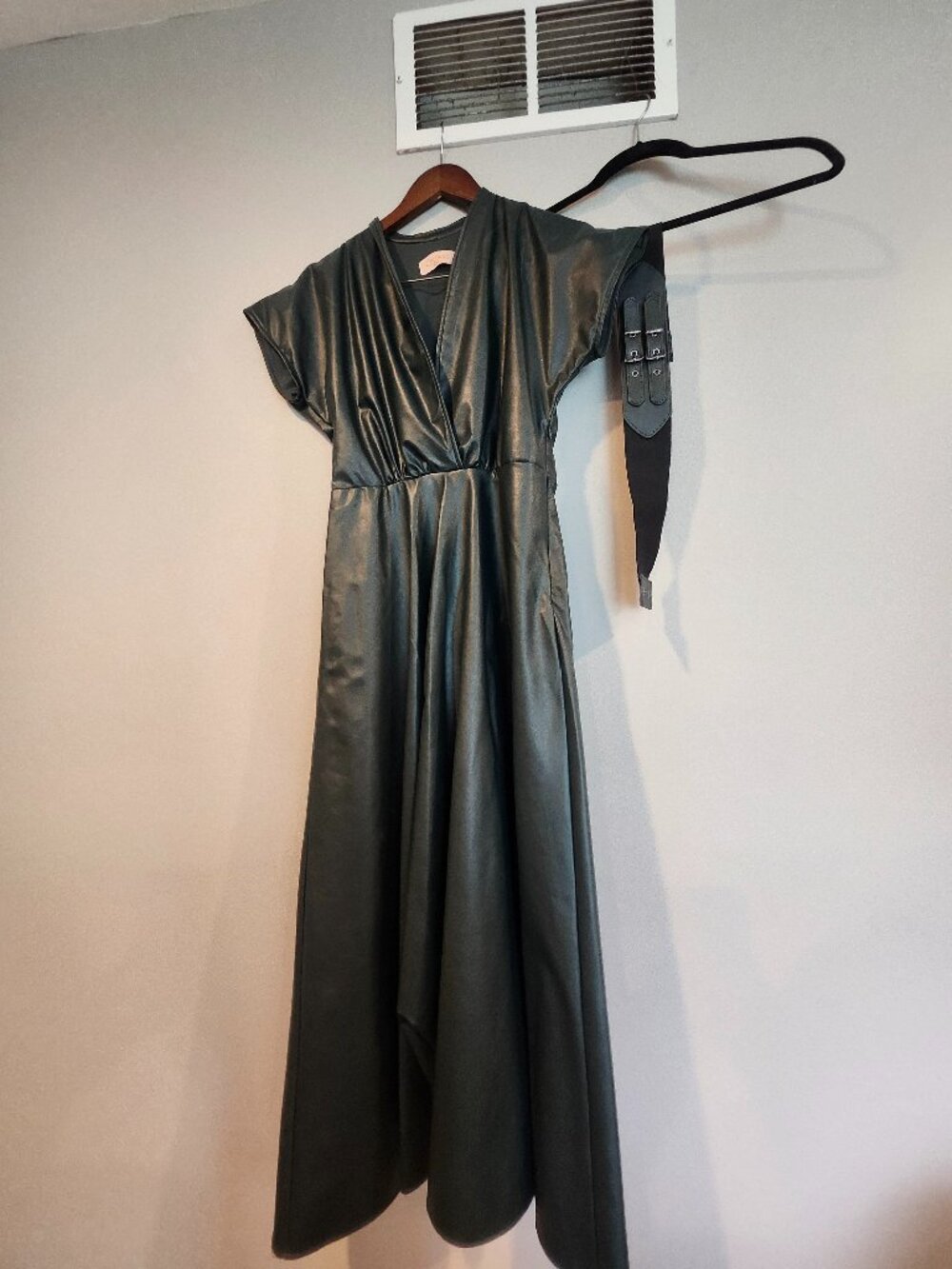 Faux Leather Deep Forest Green Gown